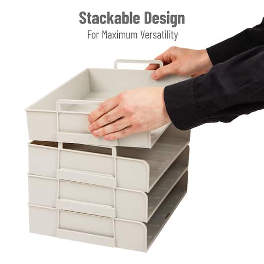 Mind Reader Stackable Paper Tray, Desktop Organizer, File Storage, Office, Plastic, 4 Pcs